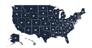 Map of United States showing all states for unclaimed property search